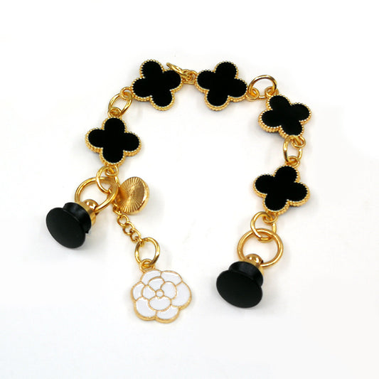 Flower Bracelet Black Metallic