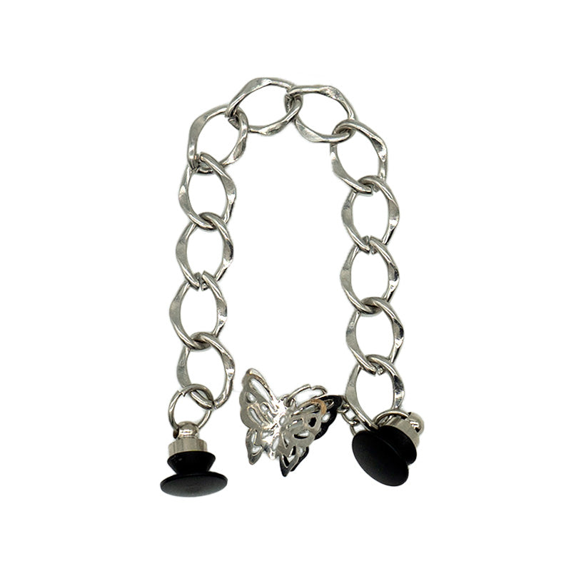 Bracelet With Butterfly Silver Metallic